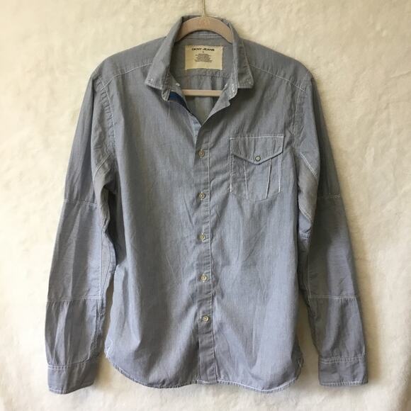 DKNY Jeans Blue Striped Button-Up Shirt - Picture 2 of 14